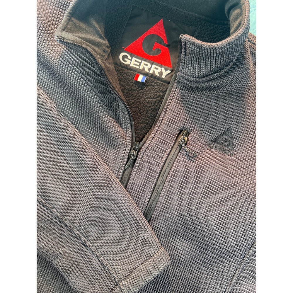 Gerry Mens Gray Waffle Knit Fleece Lined Full Zip Jacket 1047676 L Large